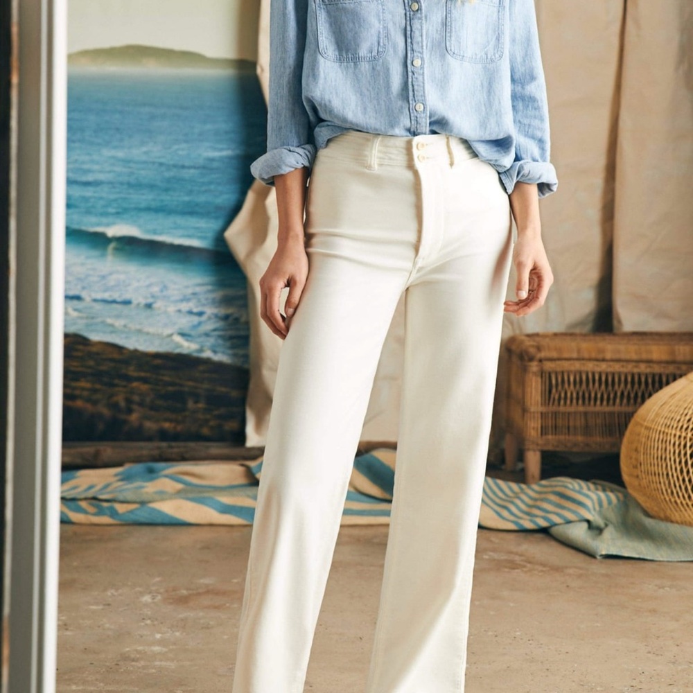 Faherty Stretch Harbor Pant, Egret
